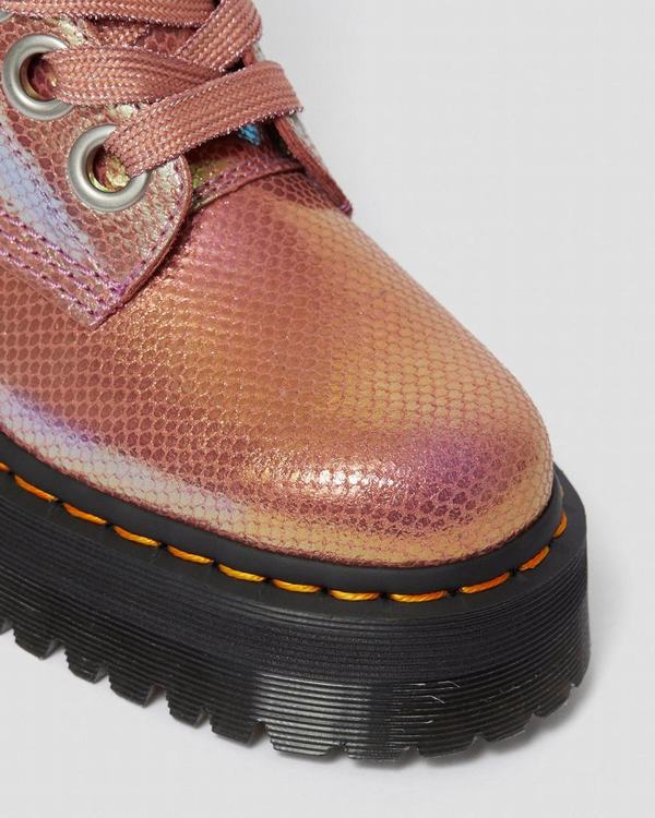 Dr Martens Dámské Boty Na Platformě Molly Iridescent Růžové, CZ-968120